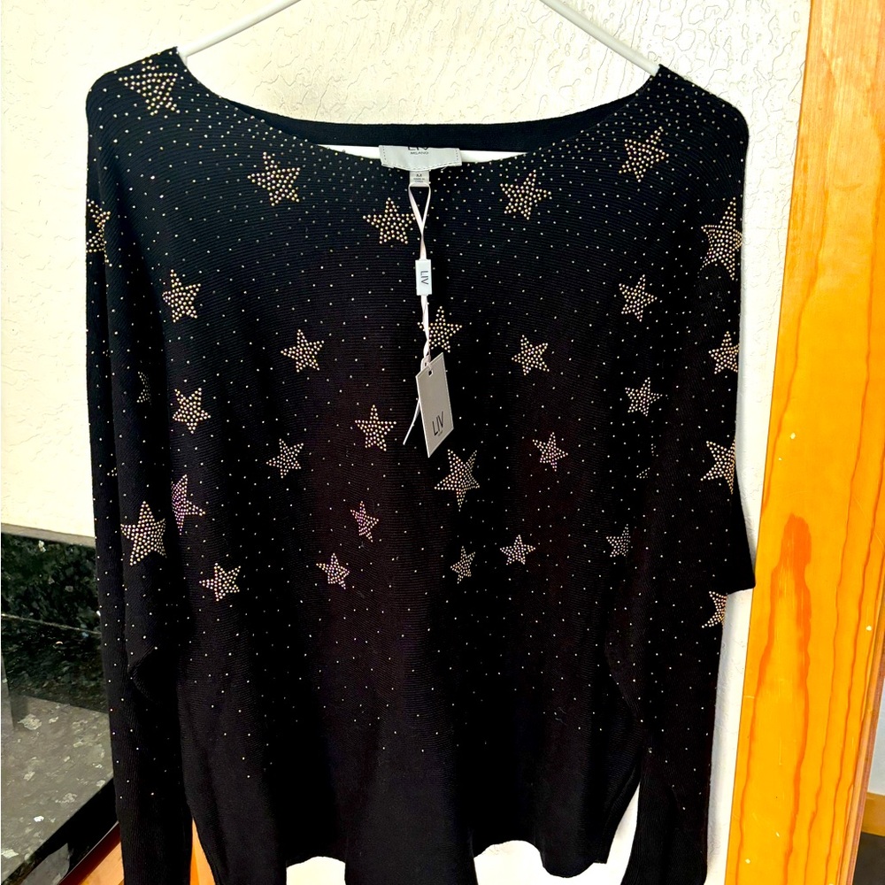 Liv Milano Star Sparkle Sweater New with Tags!